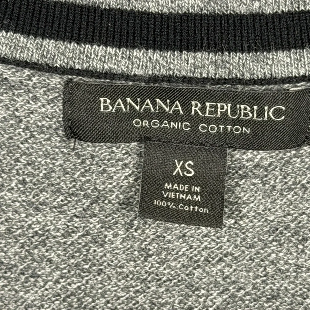 Banana Republic Mens XS Organic Cotton Knit Polo Sweater Grey Johnny Collar Top